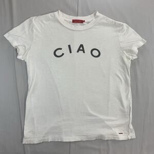 N : Philanthropy Women's White Distressed T Shirt Size Small